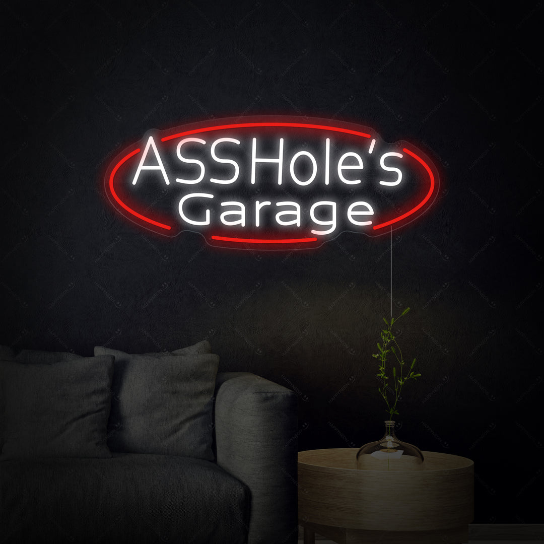 "Assholes Garage" Neonskilt