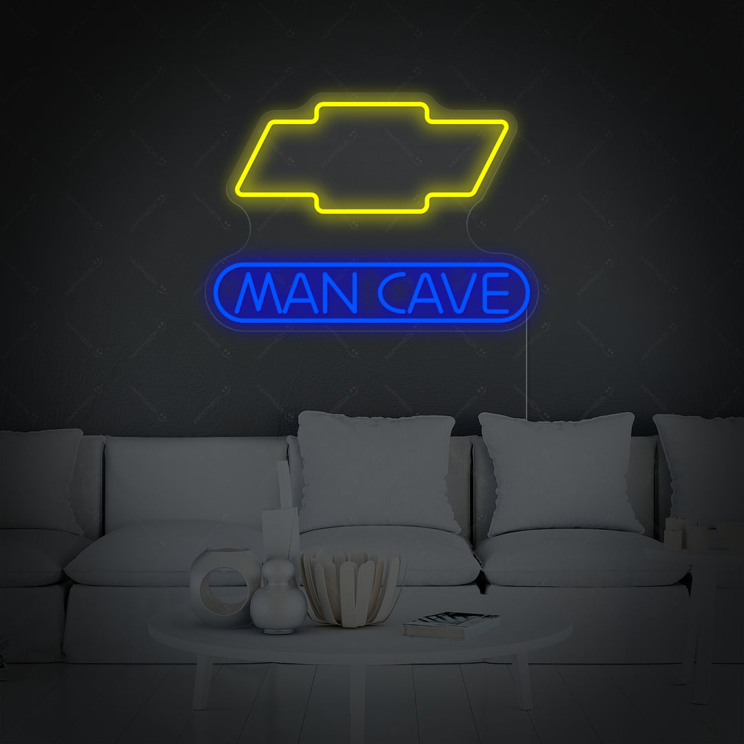 "Man Cave, Billogo" Neonskilt