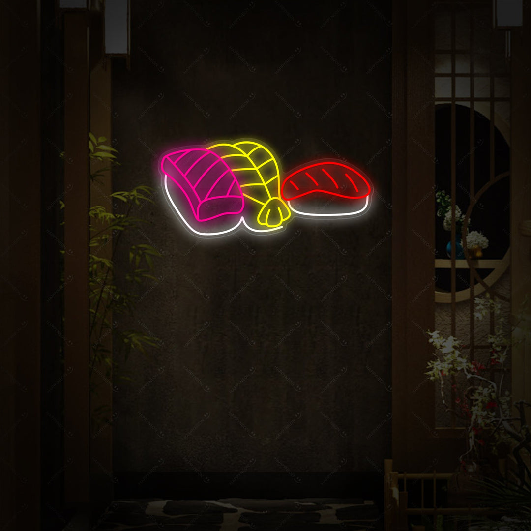 Reje-laks-sushi Neonskilt, Indretning af japansk restaurant