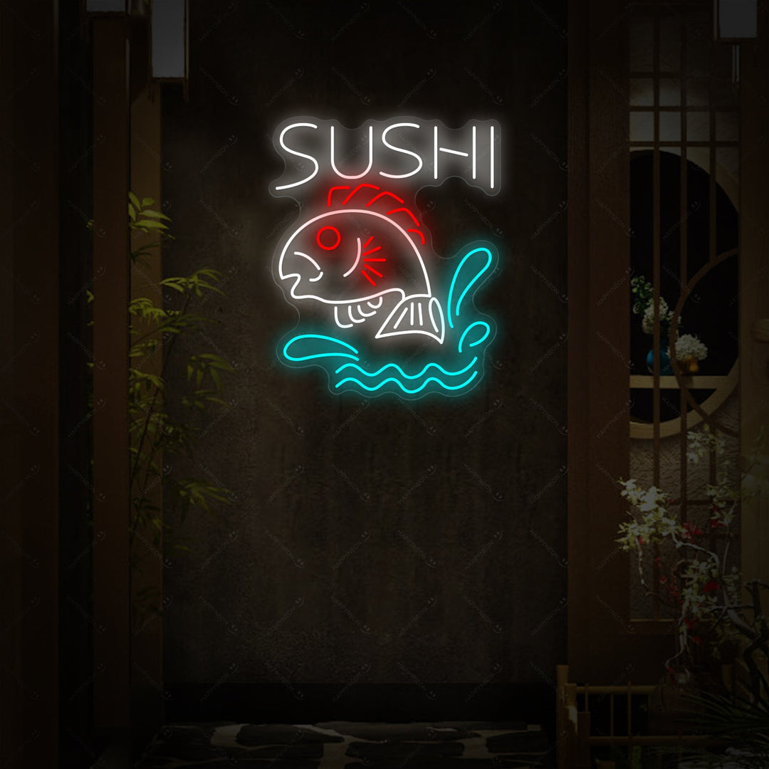 Sushi fiskebutik Neonskilt, Indretning af japansk restaurant