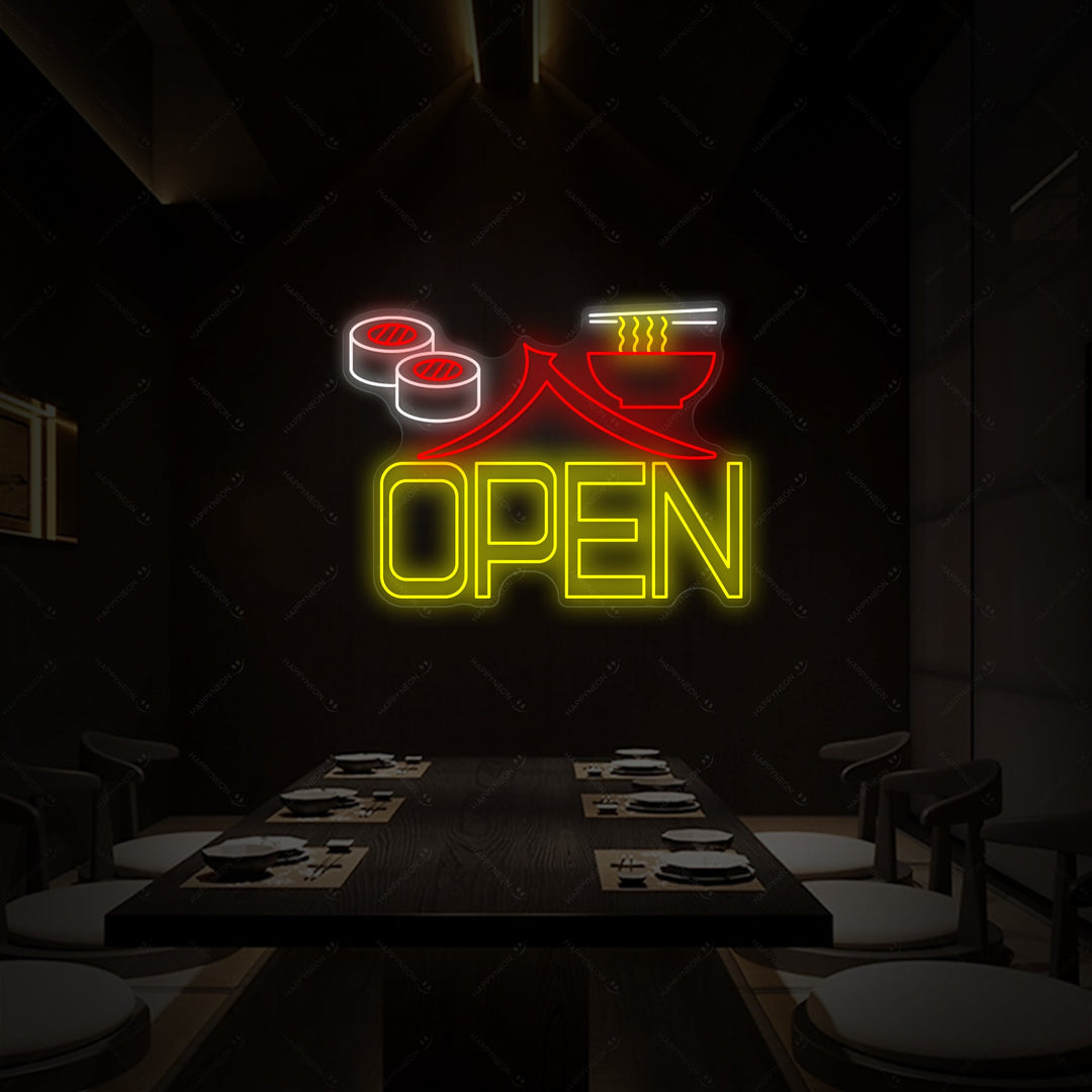 Sushi Ramen Open Neonskilt, Indretning af japansk restaurant