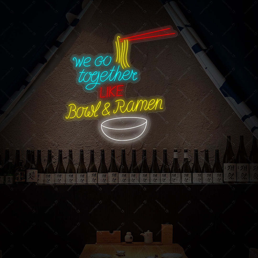 We Go Together Like Bowl And Ramen Neonskilt, Japansk restaurant indretning