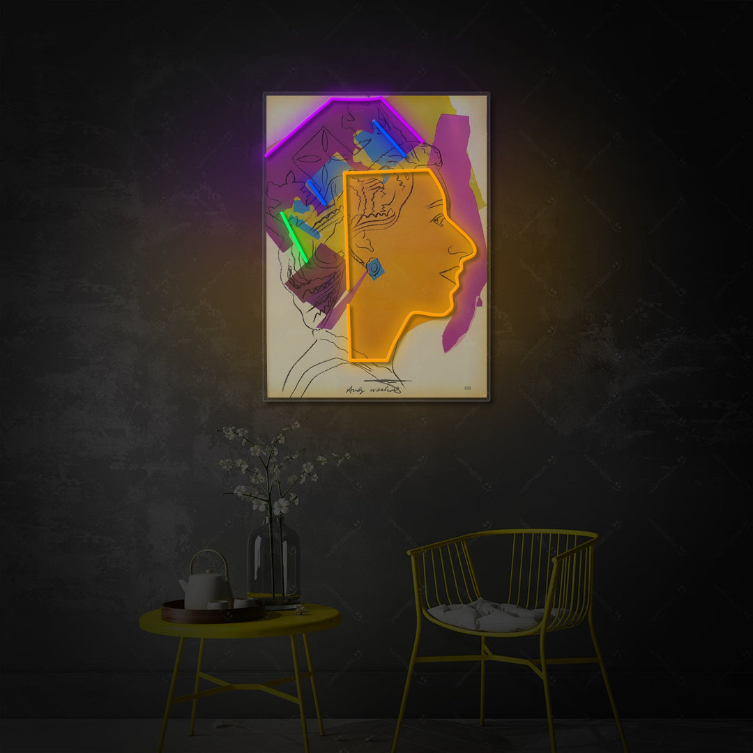 "Abstrakt Pop Art Dronning Collage" Neonskilt