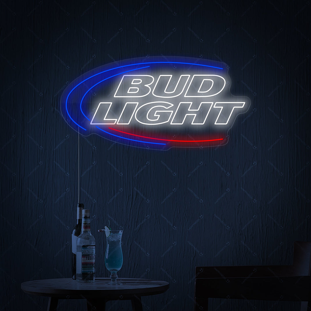 "Bud Light Beer & Bar" Neonskilt