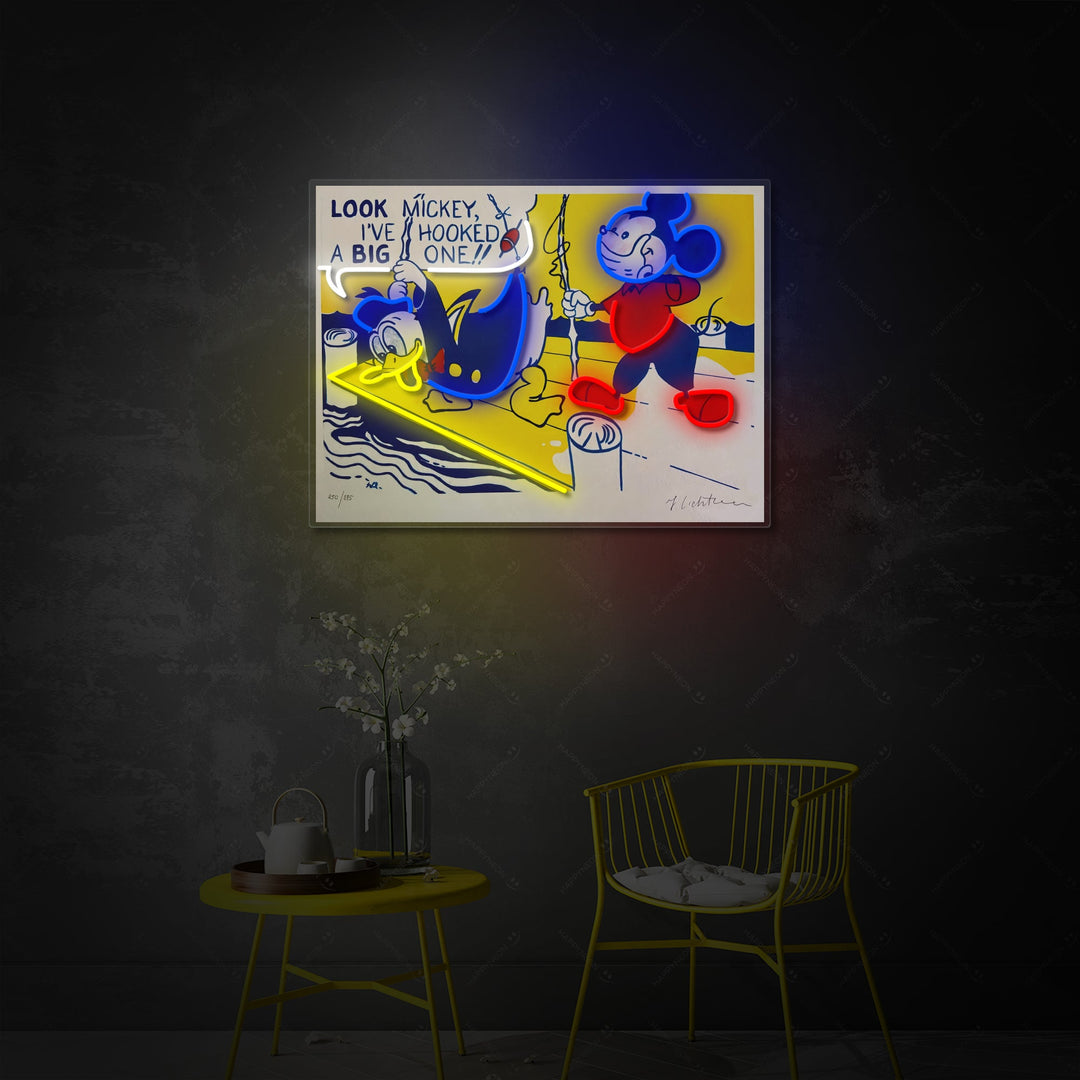 "Tegneserie And og Mus" Neonskilt