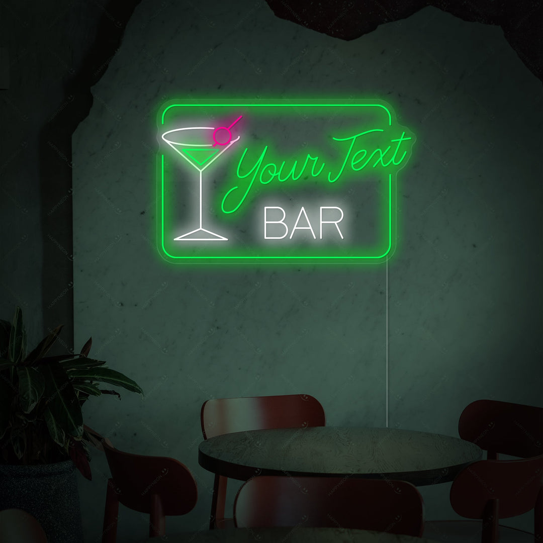 "Custom Cocktails Bar" Neonskilt