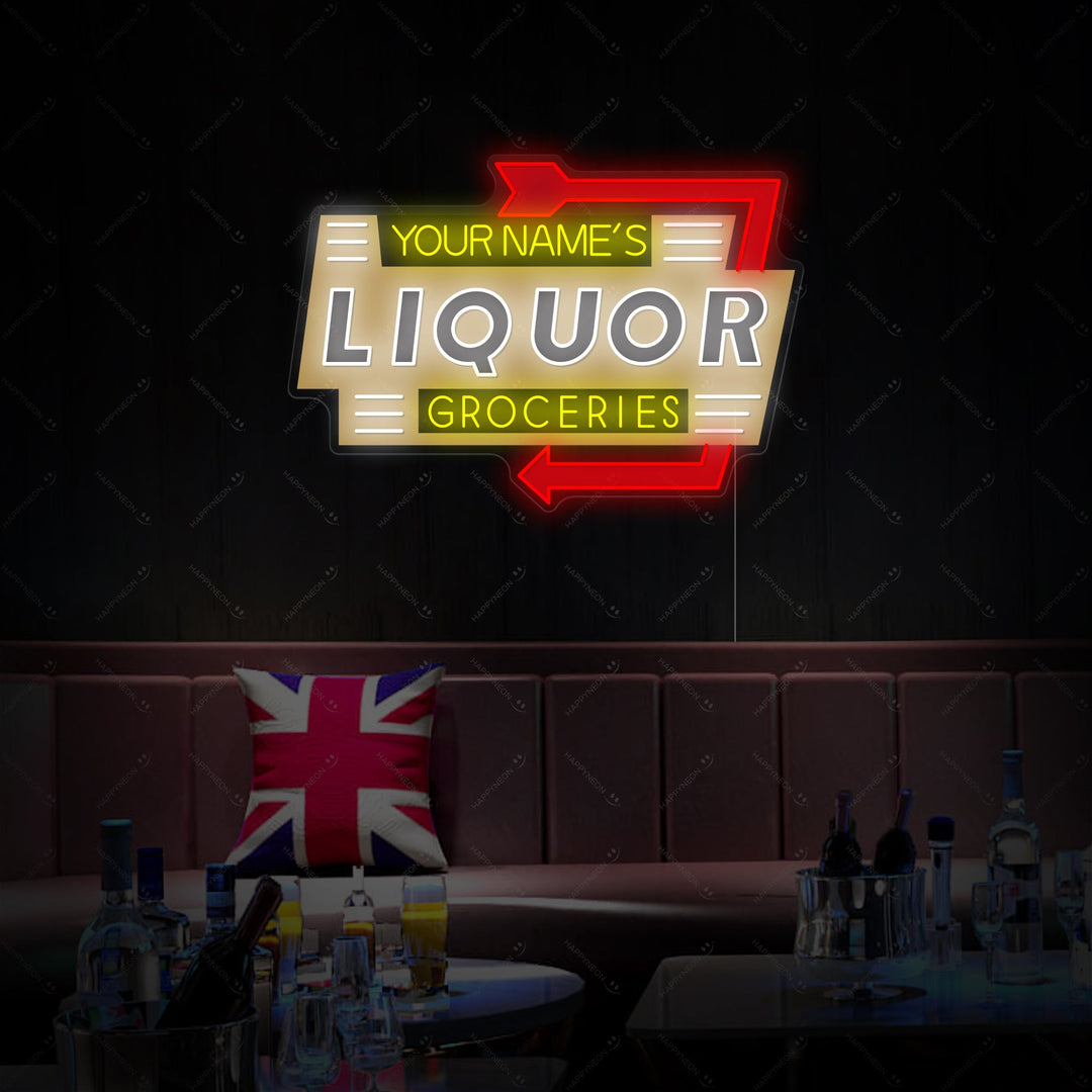 "Custom Liquor Groceries" Neonskilt