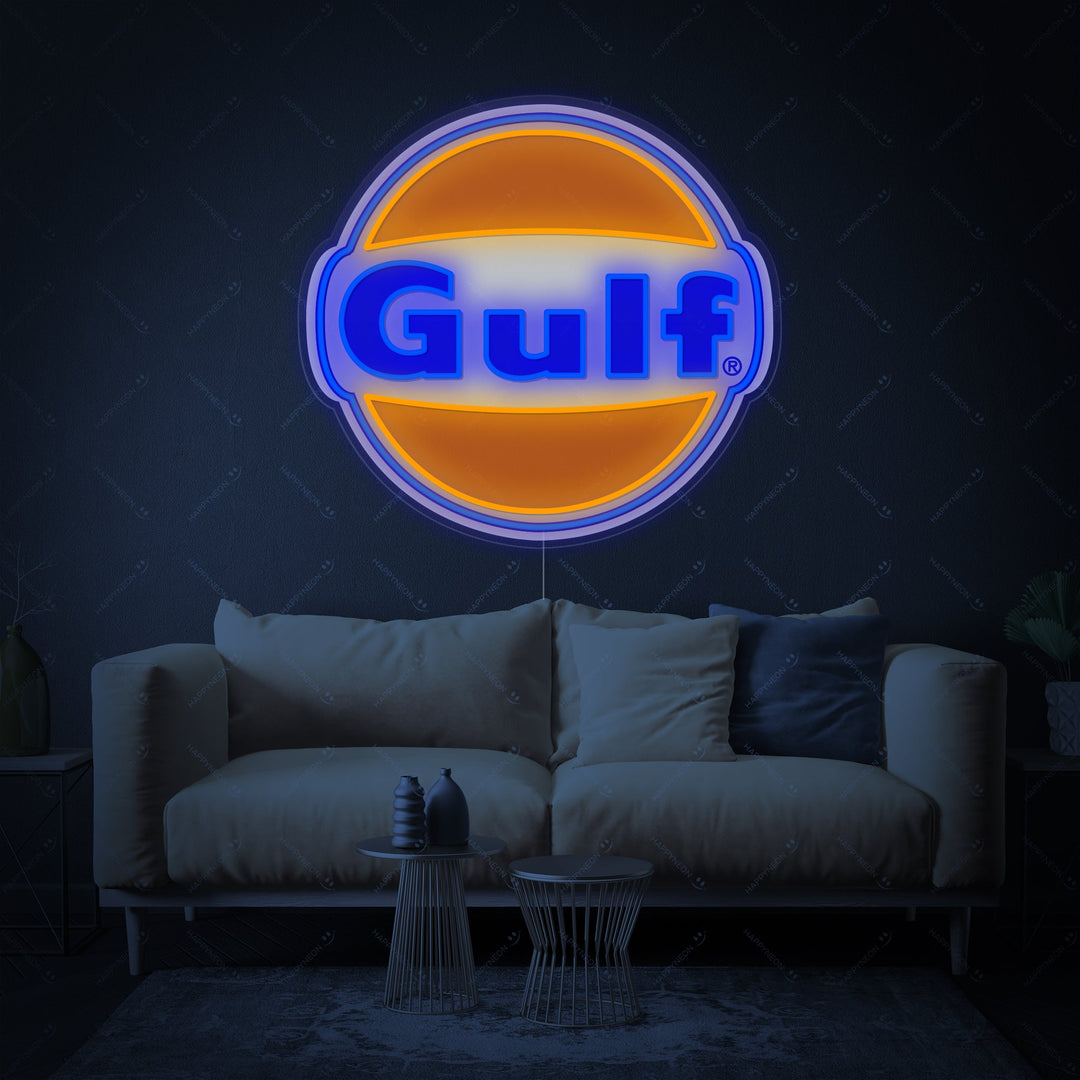 "Gulf Benzin" Neonskilt