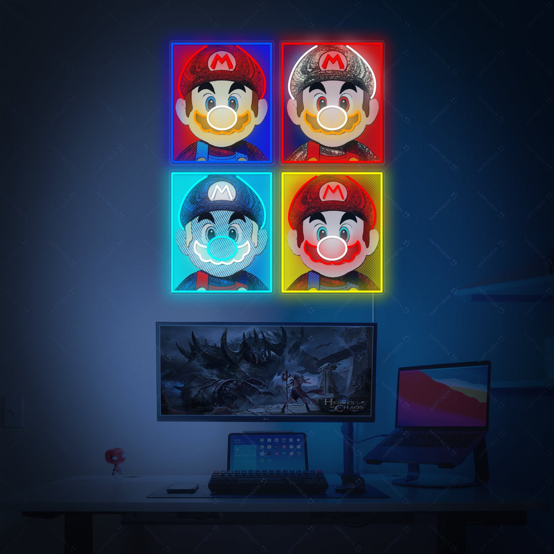"Mario Video Game Pop Art" Neonskilt