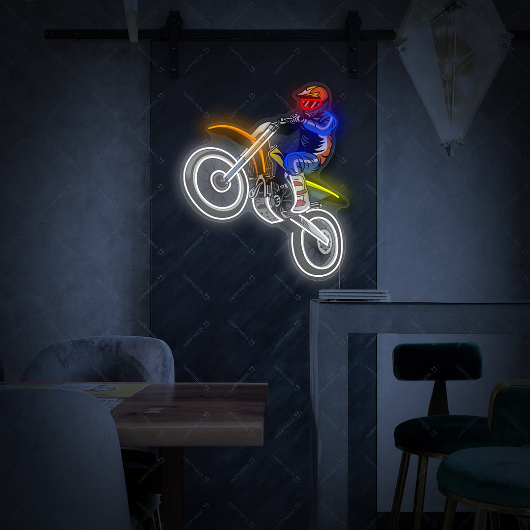 "Motocross Rider Jumping Ridning" Neonskilt
