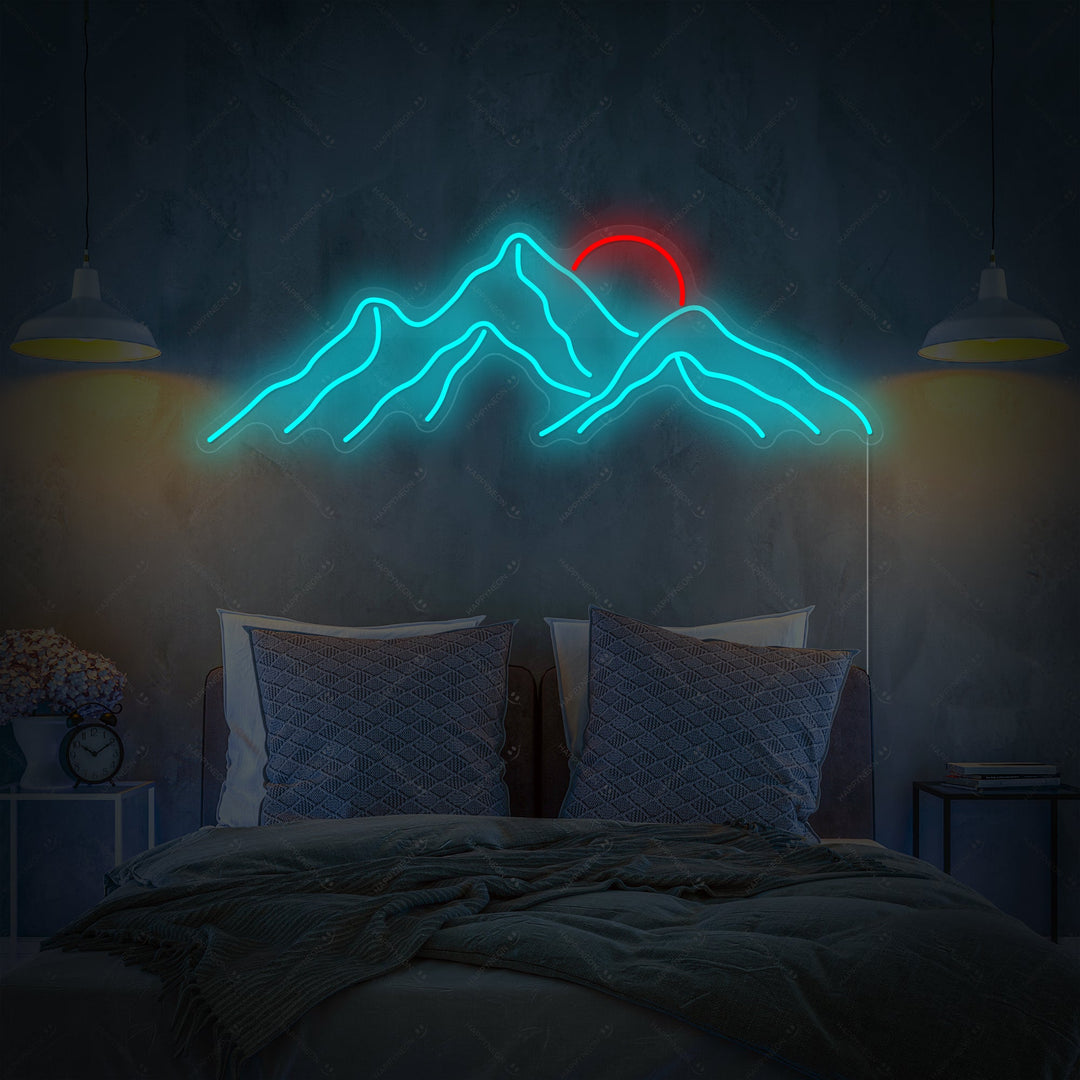 "Bjerge solnedgang" Neonskilt