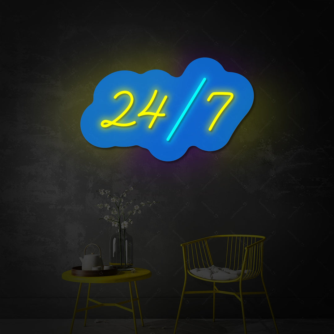 "Open 24/7" Neonskilt