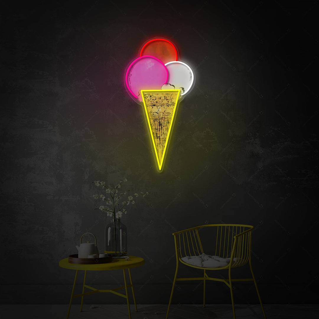 "Pop Art Tredobbelt Skegle" Neonskilt