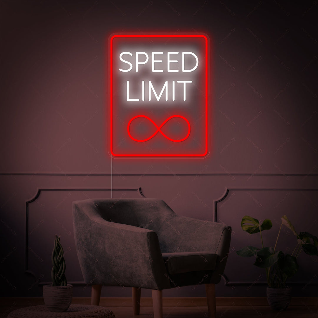 "Speed Limit Infinity" Neonskilt
