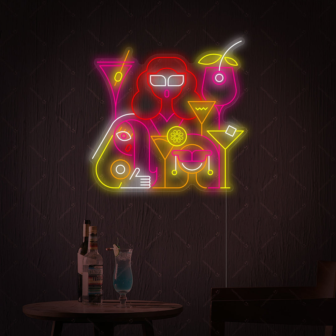 "Kvinder får en drink i en cocktailbar" Neonskilt