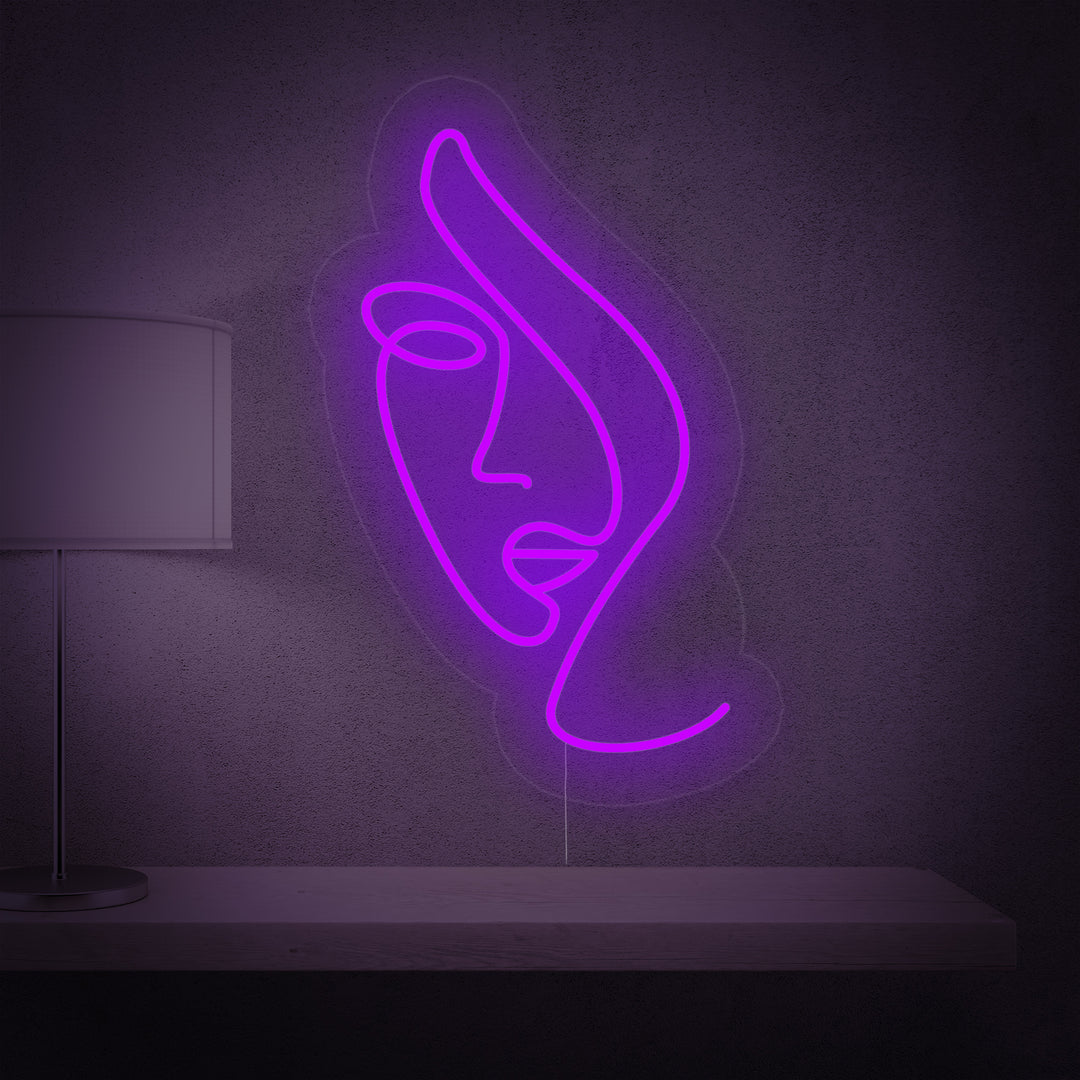 "Abstrakt Dameansigt" Neonskilt