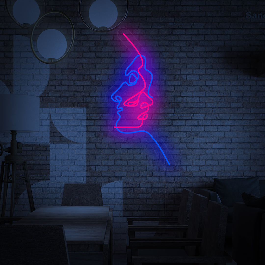 "Abstrakt To Ansigter" Neonskilt