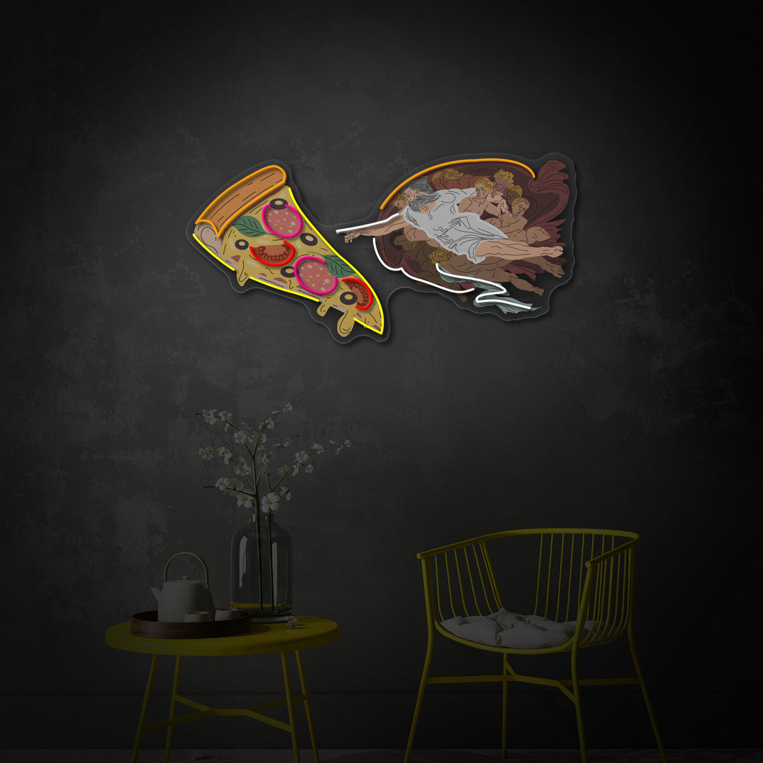 "Adam God Made Pizza, Fastfood-reklame, Restaurant-logo" UV-printet LED-neonskilt