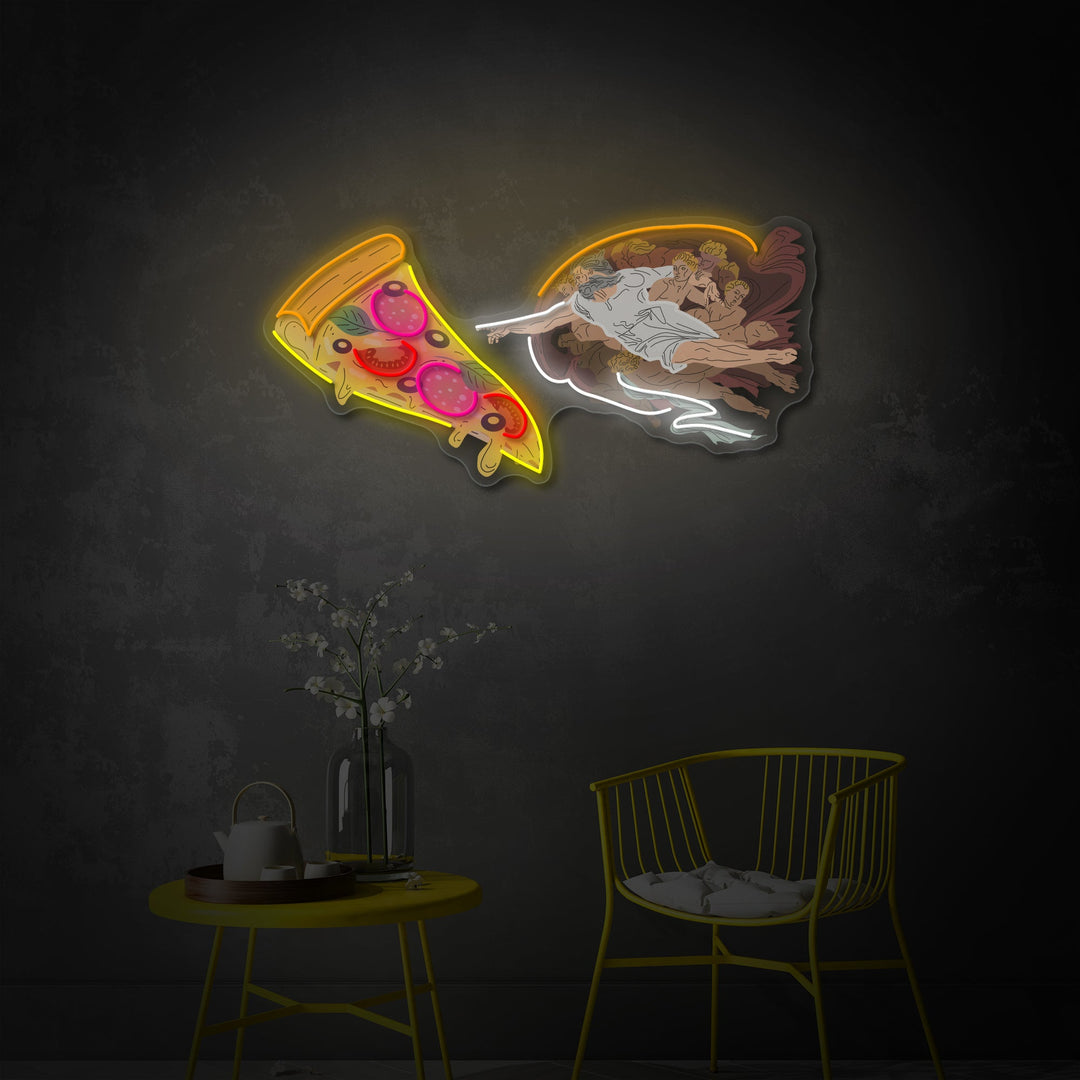 "Adam God Made Pizza, Fastfood-reklame, Restaurant-logo" UV-printet LED-neonskilt