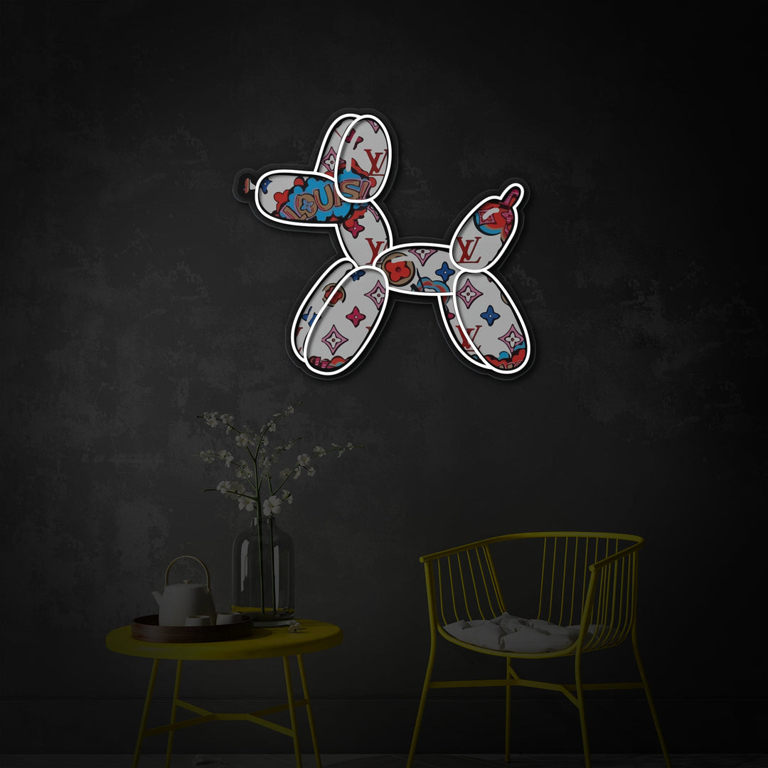 "Ballonhund luksus" UV-printet LED-neonskilt