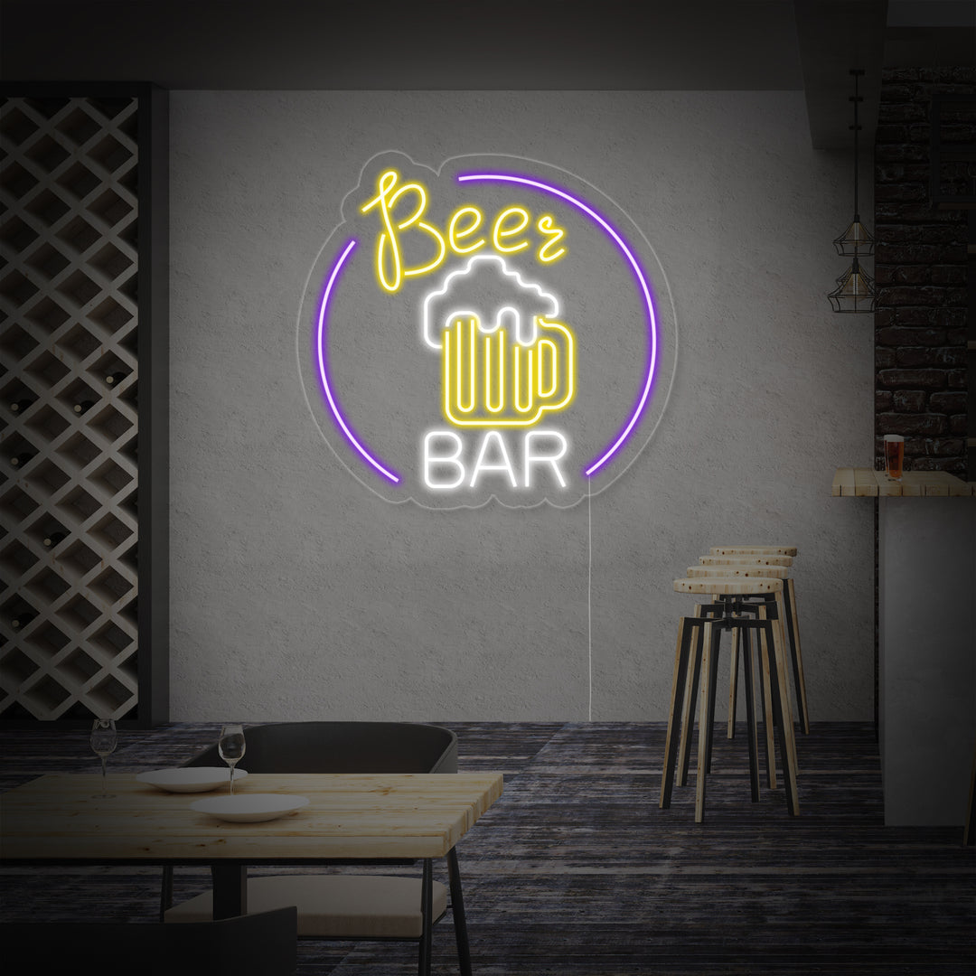"Beer Bar, Ølkrus, Bar" Neonskilt