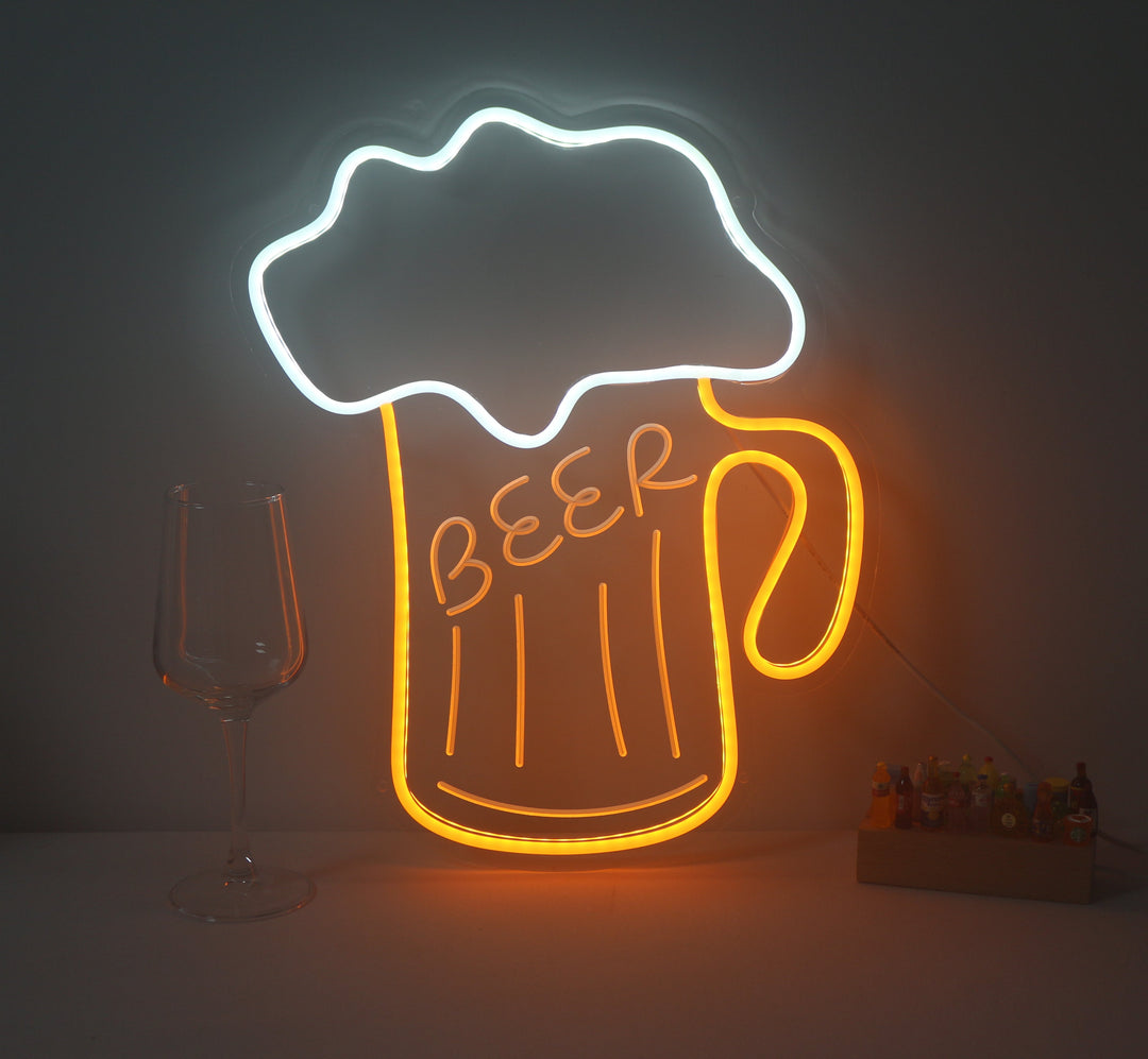 "Beer, Ølkrus" Mini Neonskilt