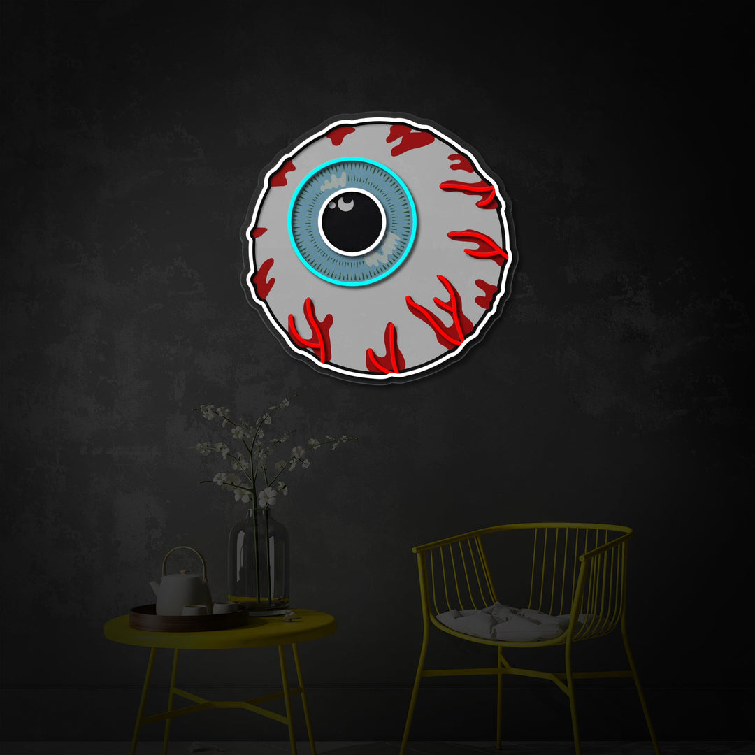 "Tegnefilm Eye, Eyeball, Zombie Bomb" UV-printet LED-neonskilt