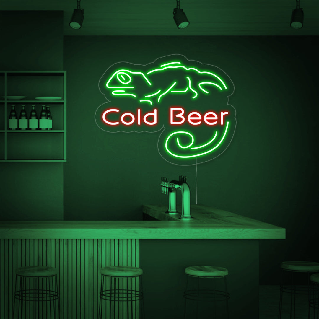 "Cold Beer Bar, Bar" Neonskilt