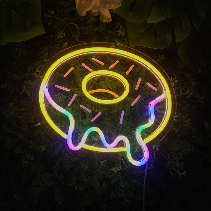 "Farverig Donut" Mini Neonskilt