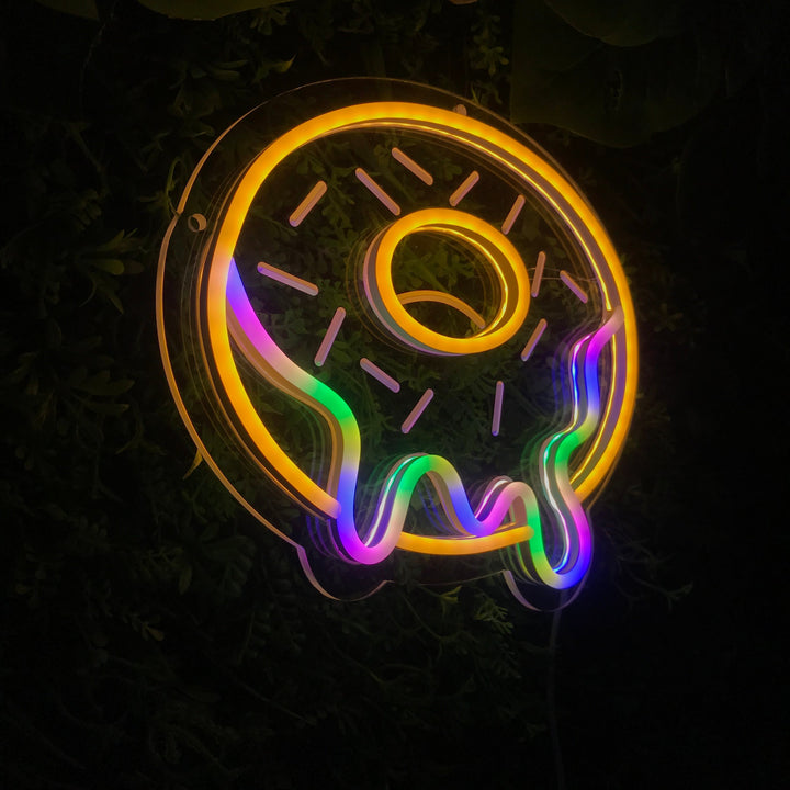 "Farverig Donut" Mini Neonskilt