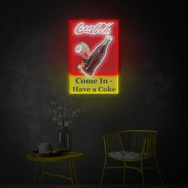 "Come In Have A Coke, drikkebutikslogo" UV-printet LED-neonskilt