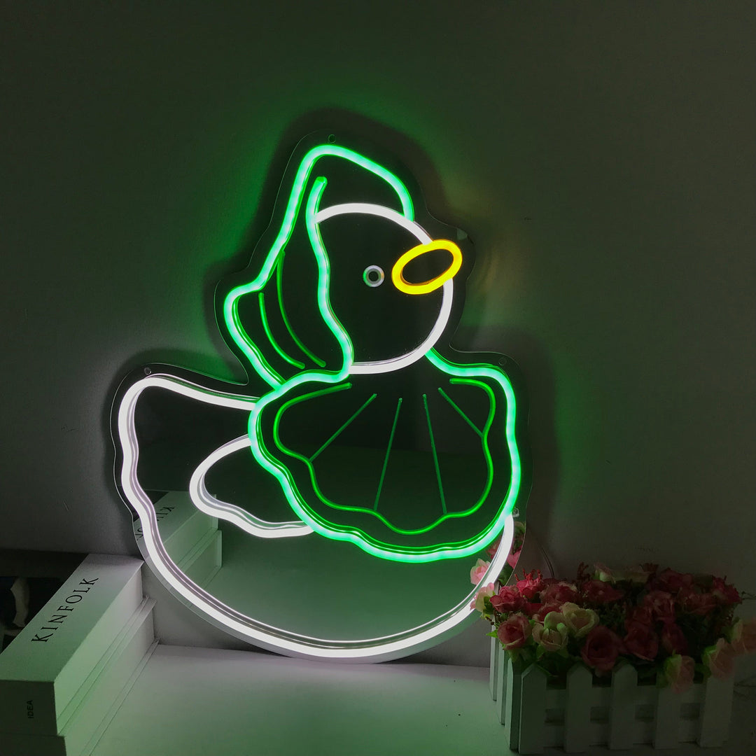 "And, Tegneserie, Drømmende Fargeendring" Neonskilt med spejlbagside