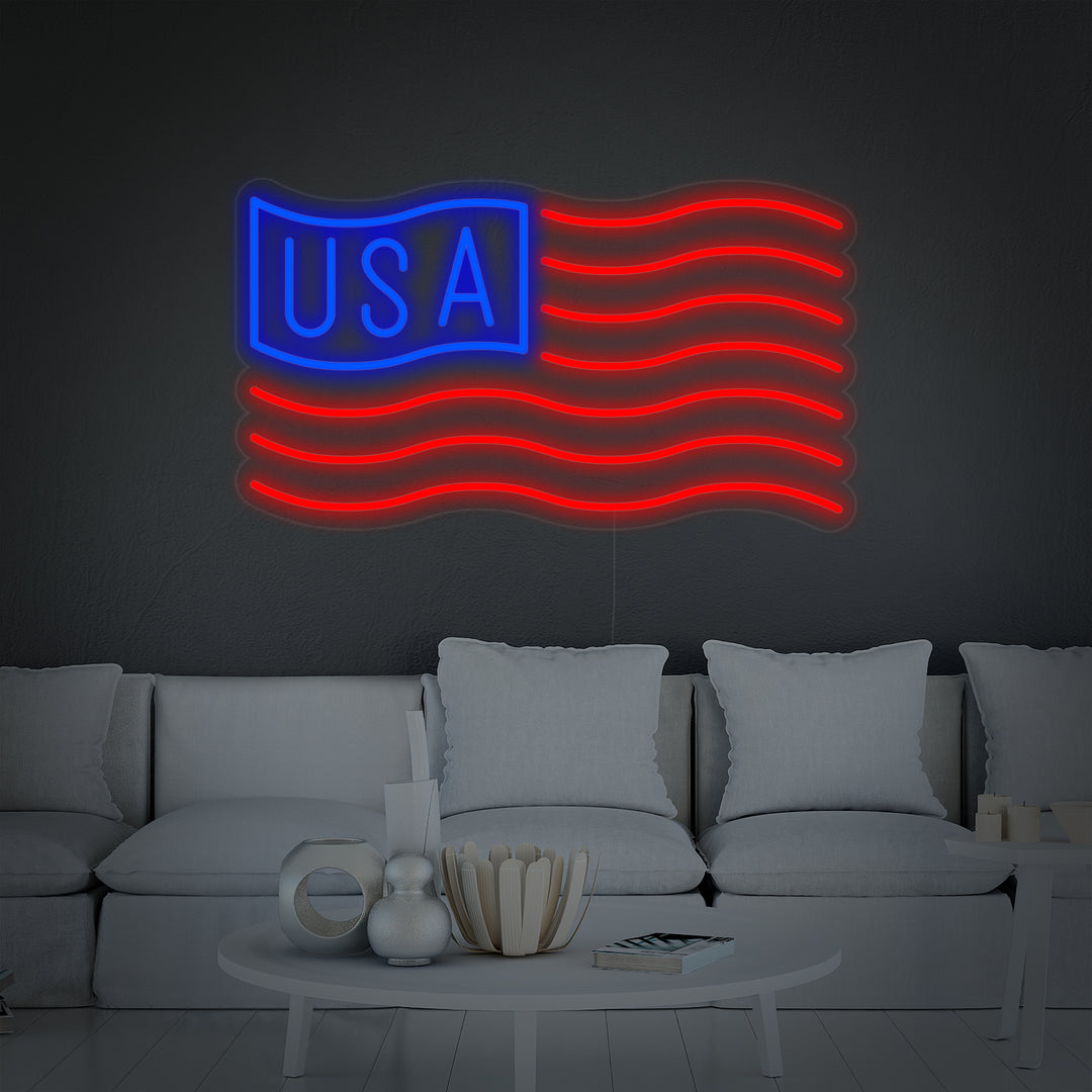 "Det Amerikanske Flag" Neonskilt