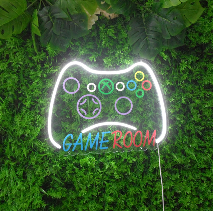 "Farverig Spillekontrol, Spillerum" Mini Neonskilt