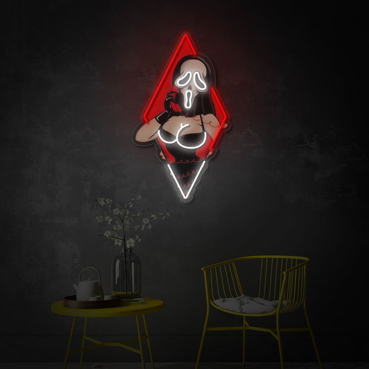 "Spøgelsesansigt dame, sexet kvinde" UV-printet LED-neonskilt