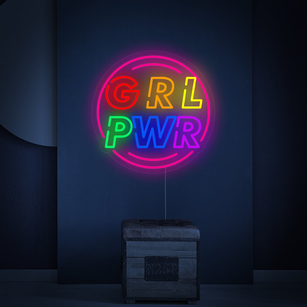"Girl Power with Circle" Neonskilt