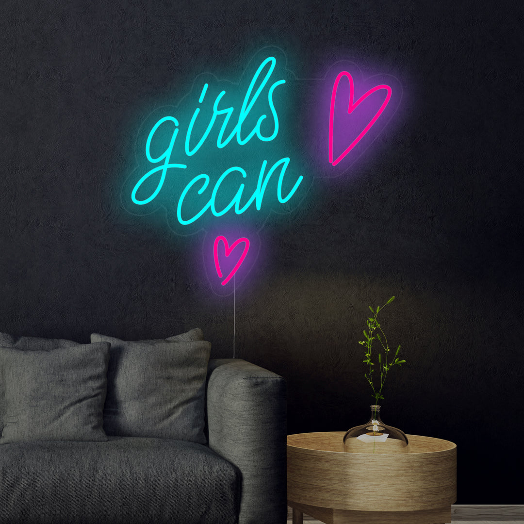 "Girls Can" Neonskilt