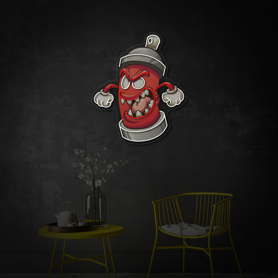 "Graffiti spraydåsemonster" UV-printet LED-neonskilt