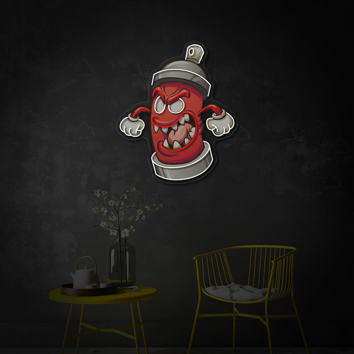 "Graffiti spraydåsemonster" UV-printet LED-neonskilt