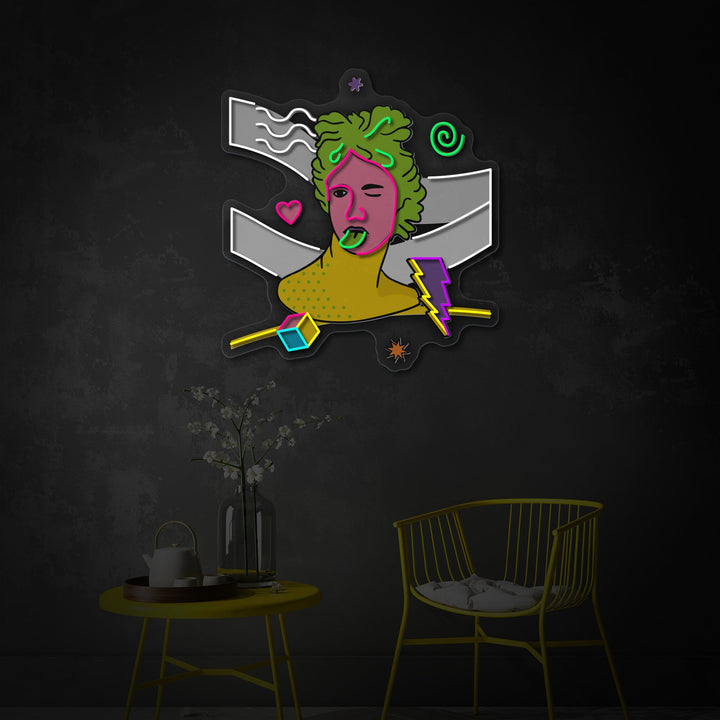 "Græsk Trippy Skulptur" UV-printet LED-neonskilt