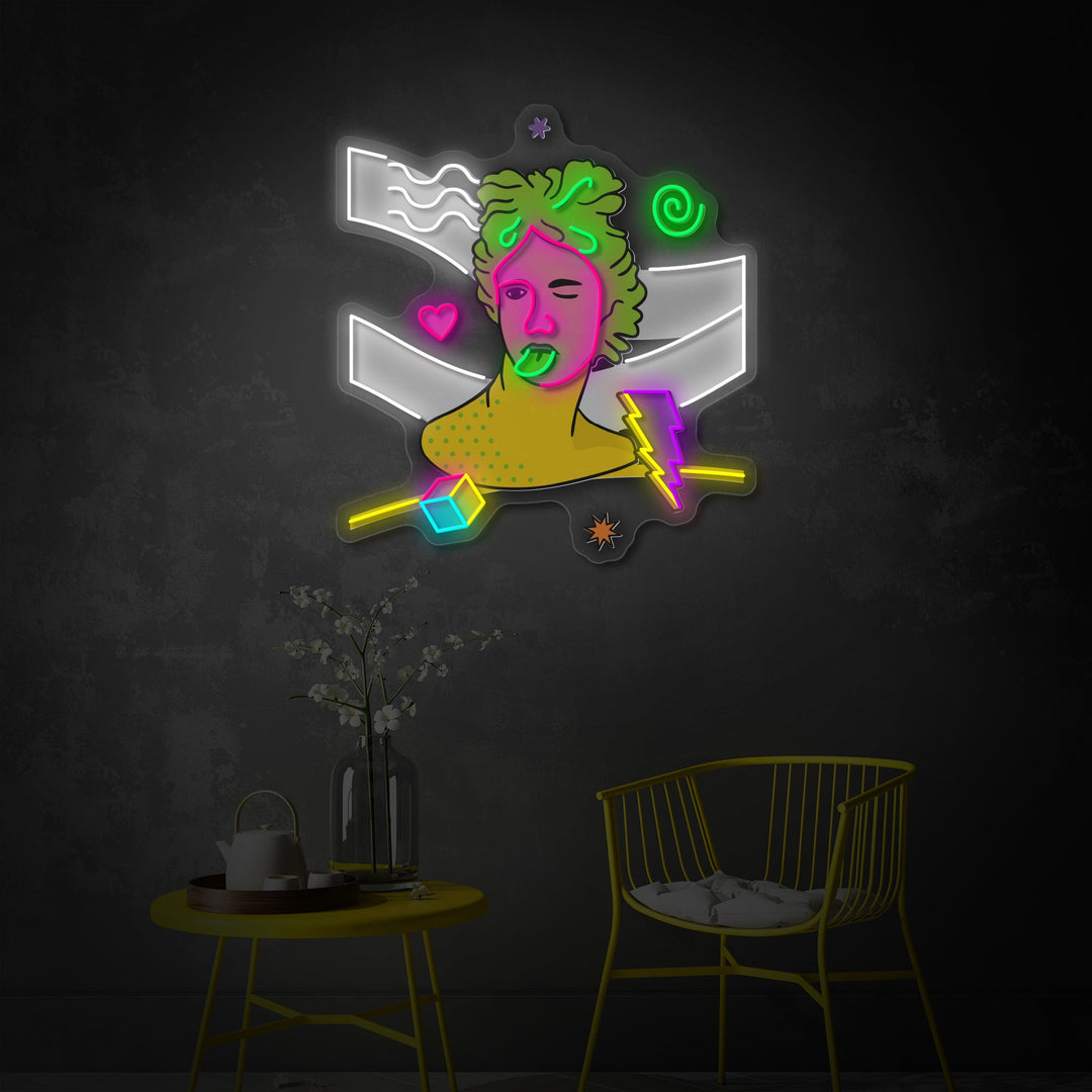 "Græsk Trippy Skulptur" UV-printet LED-neonskilt