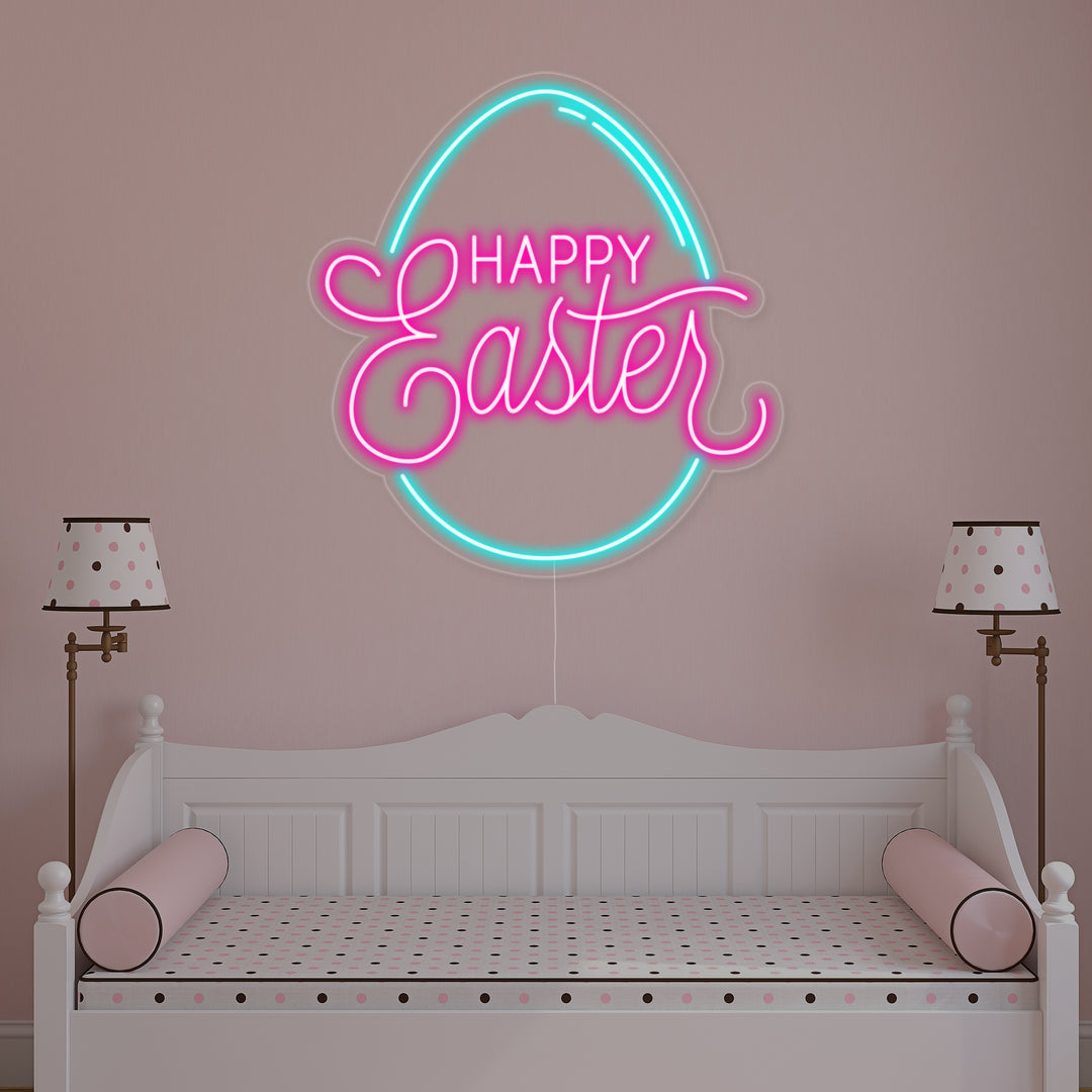 "Æg, Happy Easter" Neonskilt