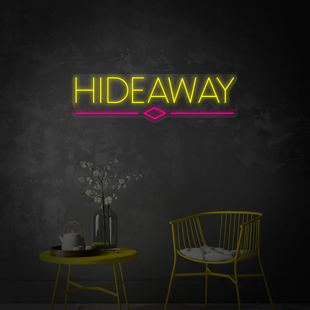 "Hideaway, Beer Bar Flag" Neonskilt