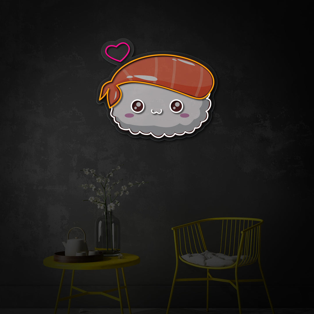 "Kawaii Sushi, japansk mad" UV-printet LED-neonskilt