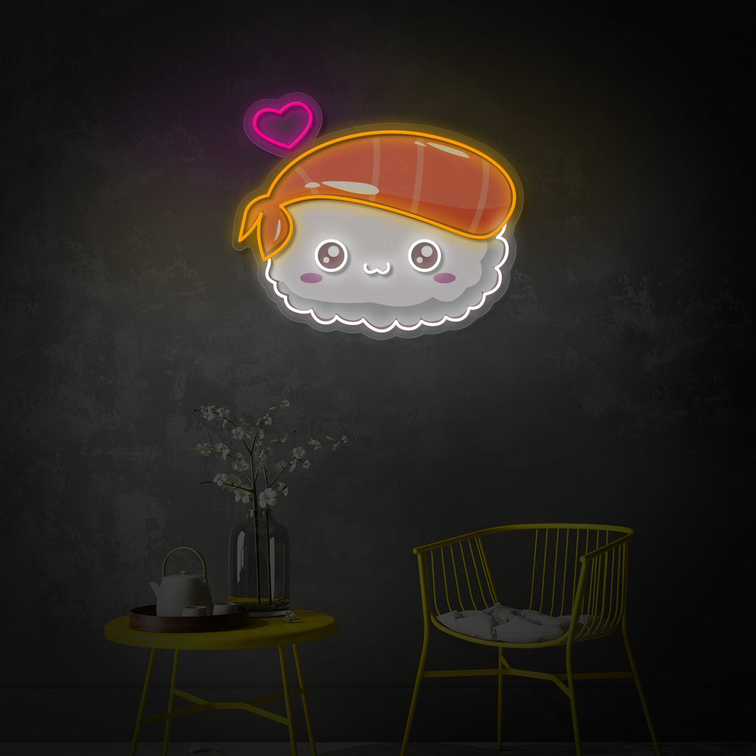 "Kawaii Sushi, japansk mad" UV-printet LED-neonskilt