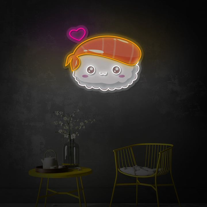 "Kawaii Sushi, japansk mad" UV-printet LED-neonskilt
