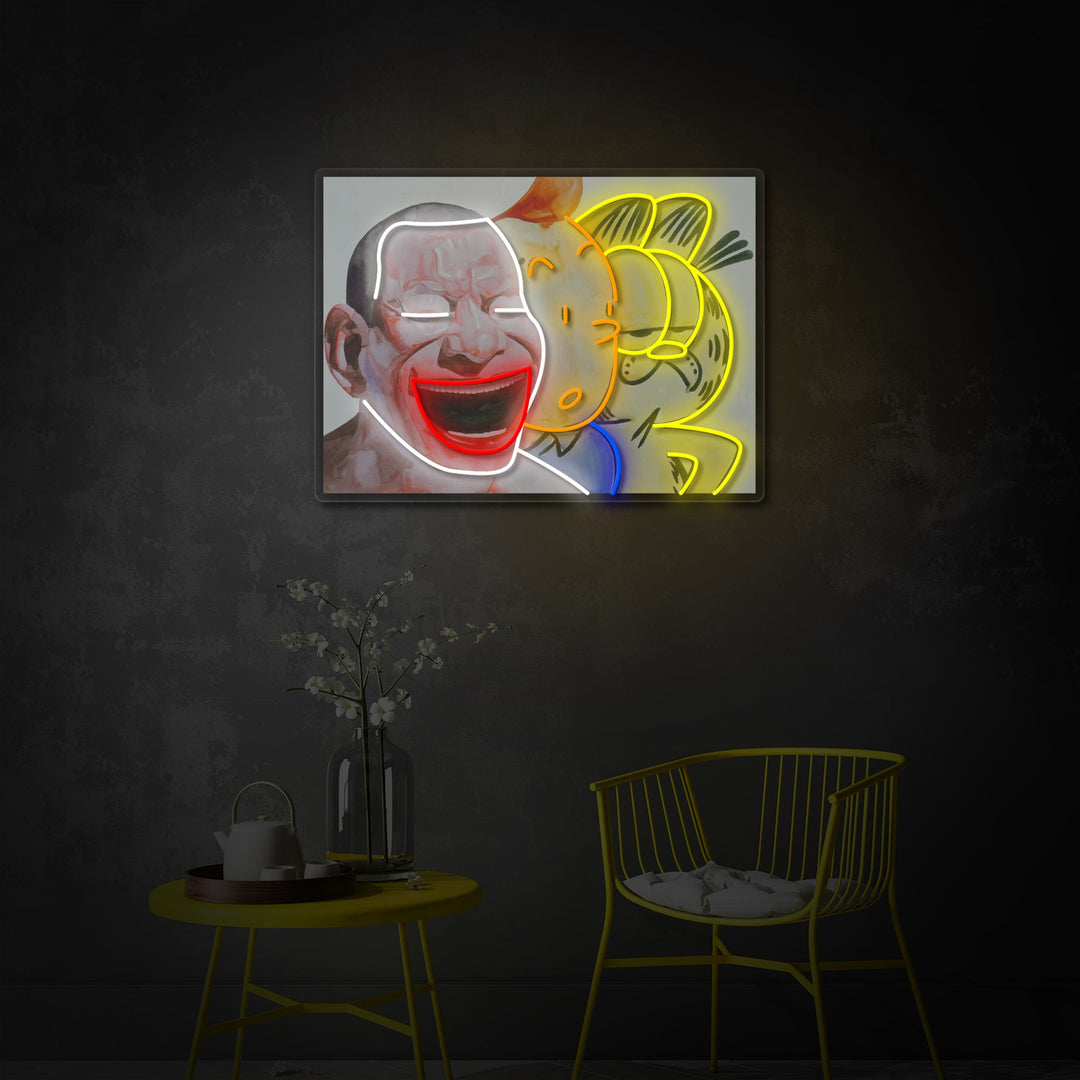 "grinende mand" UV-printet LED-neonskilt