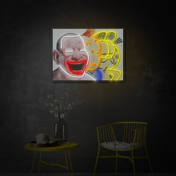 "grinende mand" UV-printet LED-neonskilt