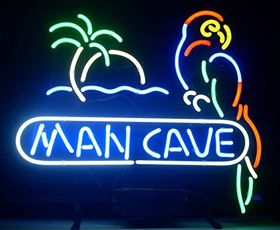 "Man Cave, Papegøje" Neonskilt