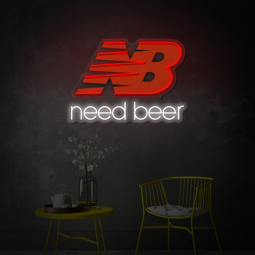 "Need Beer" UV-printet LED-neonskilt